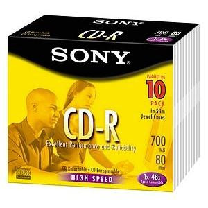 10CDQ80L3 - Sony 48x CD-R Media - 700MB - 10 Pack