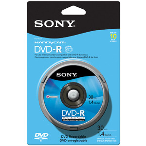 10DMR30RS1H - Sony dvd-R Media - 1.4GB - 80mm Mini - 10 Pack Spindle