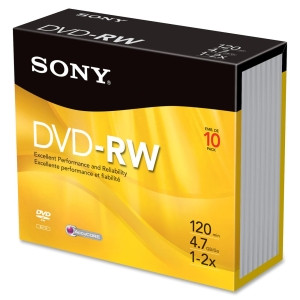10DMW47R2 - Sony 2x dvd-RW Media - 4.7GB - 120mm - 10 Pack Jewel Case