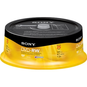 25DMW47RS - Sony 25DMW47RS dvd Rewritable Media - dvd-RW - 2x - 4.70 GB - 25 Pack Spindle - 120mm2 Hour Maximum Recording Time