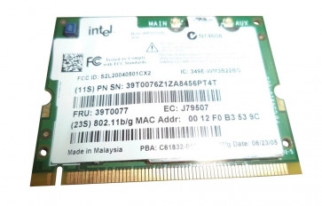 39T0077 - IBM Lenovo 802.11b/g 2200BG Mini-PCI Wireless Card by Intel for ThinkPad R51