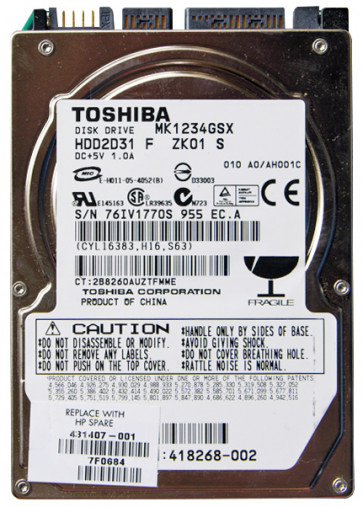 418268-002 - HP 120GB 5400RPM SATA 1.5GB/s 8MB Cache 2.5-inch Hard Drive