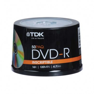 48518 - TDK 16X DVD-R Media DVD-R - 4.7GB - 120MM Standard - 50-Pack Spindle