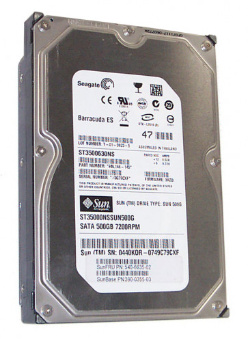 540-6635 - Sun 500GB 7200RPM SATA 3GB/s 16MB Cache 3.5-inch Hard Drive for StorageTek 6140 Array