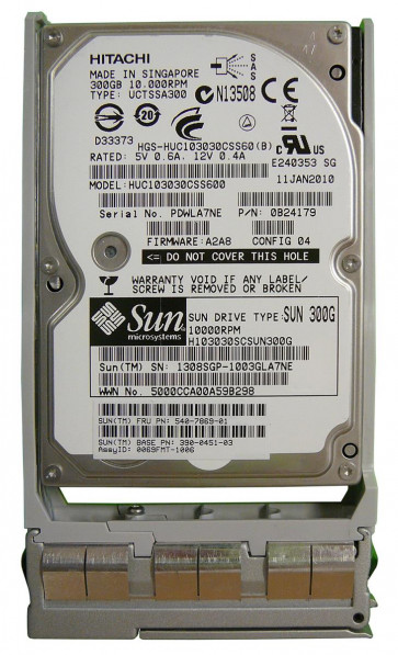 540-7869-01 - Sun 300GB 10000RPM SAS 6Gb/s Hot-Swappable 64MB Cache 2.5-inch Hard Drive with Bracket