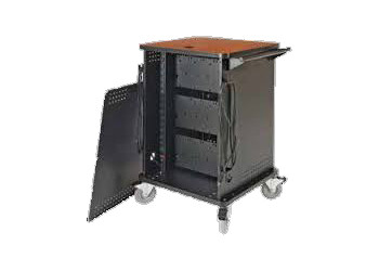 55318IBBW - Dell MLT Laptop Cart Balloon Whl, with Wire Tray, Indigo/Black, Rear Door