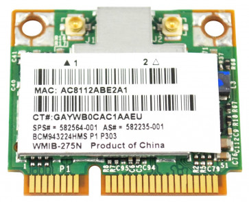 582564-001 - HP Half Mini PCI-Express 802.11a/b/g/n Dual band WiFi Wireless Lan (WLAN) Network Adapter for Elitebook 2540p Notebook