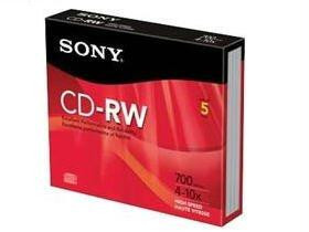 5CDRW700HRH - Sony 5CDRW700HRH 10x CD-RW Media - 700MB - 120mm Standard - 5 Pack Slimline Jewel Case