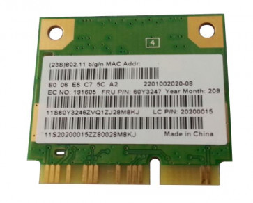 60Y3247 - IBM Lenovo 802.11 b/g/n Wireless Mini-PCI Express Adapter for ThinkPad T420i