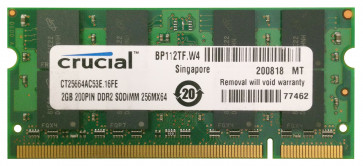 CT25664AC53E - Crucial Technology 2GB DDR2-533MHz PC2-4200 non-ECC Unbuffered CL4 200-Pin SoDimm 1.8V Memory Module