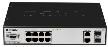 DES-3200-10 - D-Link 8-Port Fast Ethernet L2 Managed Switch with 1 x SFP and 1 x Combo 1000BASE-T/SFP ports (Refurbished)