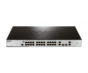 DES-3200-28P - D-Link xStack 28-Ports PoE Managed Fast Ethernet Switch 24 Ethernet Ports and 4 Combo Gigabit SFP Ports