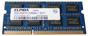 EBJ21UE8BDS0-AE-F-06 - Elpida 2GB DDR3-1066MHz PC3-8500 non-ECC Unbuffered CL7 204-Pin SoDimm 1.35V Low Voltage Dual Rank Memory Module