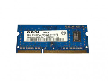 EBJ81UG8BAS0-DJ-F - Elpida 8GB DDR3-1333MHz PC3-10600 non-ECC Unbuffered CL9 204-Pin SoDimm 1.35V Low Voltage Dual Rank Memory Module