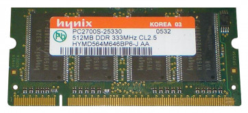 HYMD564M646BP6-J - Hynix 512MB DDR-333MHz PC2700 non-ECC Unbuffered CL2 200-Pin SoDimm 2.5V Memory Module