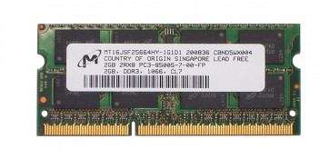 MT16JSF25664HY-1G1D1 - Micron Technology 2GB DDR3-1066MHz PC3-8500 non-ECC Unbuffered CL7 204-Pin SoDimm 1.35V Low Voltage Dual Rank Memory Module