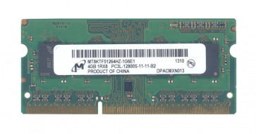 MT8KTF51264HZ-1G6E1 - Micron Technology 4GB DDR3-1600MHz PC3-12800 non-ECC Unbuffered CL11 204-Pin SoDimm 1.35V Low Voltage Memory Module