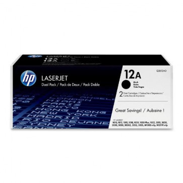 Q2612AD - HP 12A Toner Cartridge (2 x Black) for LaserJet 1020/3020/1022 Series Printer