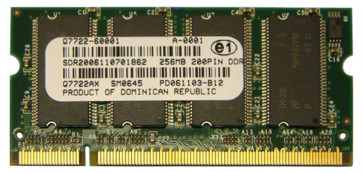 Q7722-60001 - HP 256MB DDR-266MHz PC2100 non-ECC Unbuffered CL2.5 200-Pin SoDimm 2.5V Memory Module