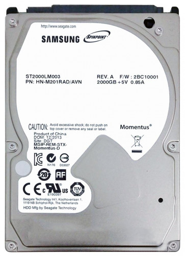 ST2000LM003 - Samsung SpinPoint M9T 2TB 5400RPM SATA 6GB/s 32MB Cache 9.5MM 2.5-inch MOBILE Hard Drive