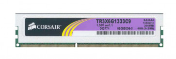 TR3X6G1333C9 - Corsair 6GB Kit (3 X 2GB) DDR3-1333MHz PC3-10600 non-ECC Unbuffered CL9 240-Pin DIMM 1.35V Low Voltage Memory