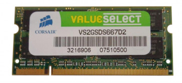 VS2GSDS667D2 - Corsair 2GB DDR2-667MHz PC2-5300 non-ECC Unbuffered CL5 200-Pin SoDimm 1.8V Memory Module