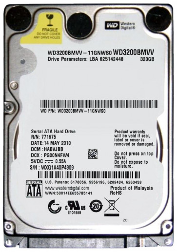 WD3200BMVV - Western Digital 320GB 5400RPM USB 2.0 2.5-inch Internal Hard Drive