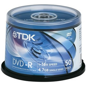 Z16X-RTWHCB50 - TDK 16x dvd-R Media - 4.7GB - 50 Pack