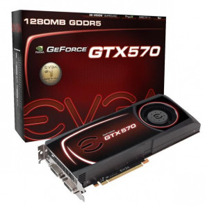 012-P3-1570-RX - EVGA GeForce GTX 570 1280MB 320-Bit GDDR5 PCI Express 2.0 x16 HDCP Ready SLI Support Video Graphics Card
