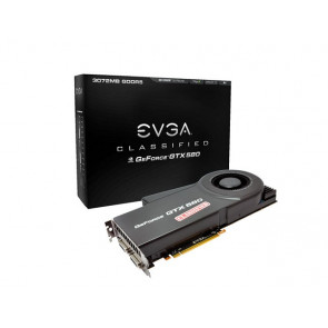 03G-P3-1588-D3 - EVGA GeForce GTX 580 Classified 3GB GDDR5 384-Bit PCI Express 2.0 x16 Dual DVI/ EVBot Connector/ HDCP Ready/ SLI Support Video Graphics Card