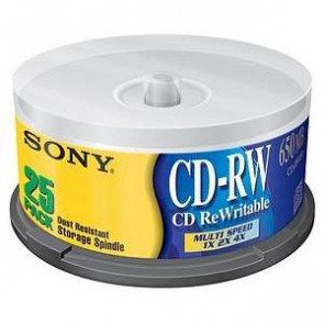 25CDRW700LS/T - Sony 4x CD-RW Media - 700MB - 25 Pack