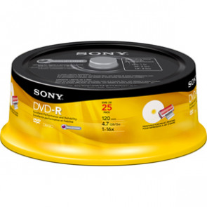 25DMR47RSP4 - Sony 16x dvd-R Media - 4.7GB - 120mm Standard - 25 Pack Spindle