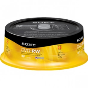 25DMW47RS - Sony 25DMW47RS dvd Rewritable Media - dvd-RW - 2x - 4.70 GB - 25 Pack Spindle - 120mm2 Hour Maximum Recording Time