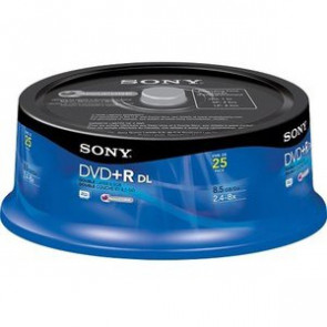 25DPR85RS2 - Sony 8x dvd+R Double Layer Media - 8.5GB - 120mm Standard - 25 Pack Spindle