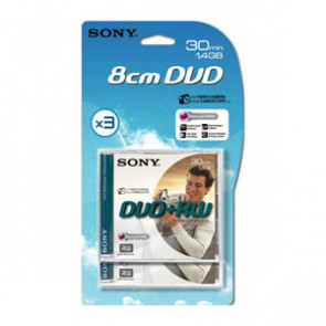 3DPW30R2H - Sony 3DPW30R2H dvd+RW Media - 1.4GB - 80mm Mini - 3 Pack