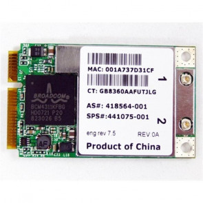 441075-001 - HP Mini PCI-Express 54G WiFi 802.11b/g High-Speed Embedded Wireless LAN (WLAN) Network Interface Card for 6715B Notebook
