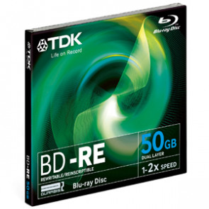 48700 - TDK 2x BD-RE Double Layer Media - 50GB - 120mm Standard - 1 Pack