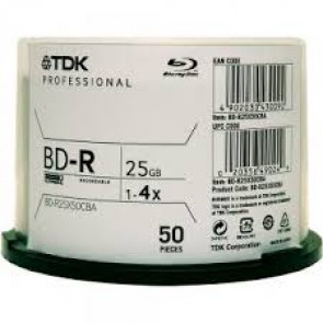 49024 - TDK 4x BD-R Media - 25GB - 120mm Standard - 50 Pack Spindle