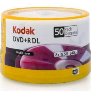 50121 - Kodak dvd Recordable Media - dvd+R DL - 8x - 8.50 GB - 50 Pack Cake Box - 120mm4 Hour Maximum Recording Time