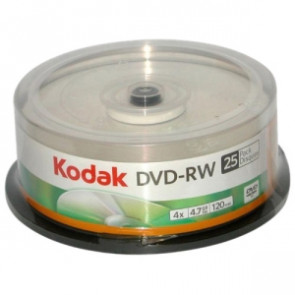 50128 - Kodak dvd Rewritable Media - dvd-RW - 16x - 4.70 GB - 25 Pack Spindle - 120mm2 Hour Maximum Recording Time