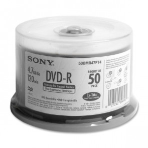 50DMR47PT4 - Sony 16x dvd-R Media - 4.7GB - 50 Pack Spindle