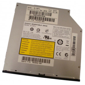 513197-001 - HP 8X DVD-RW SATA SuperMulti LightScribe Dual Layer Slot Load Optical Drive