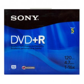 5DPR47R4H - Sony dvd+R Media - 4.7GB - 120mm StandardSlim Jewel Case