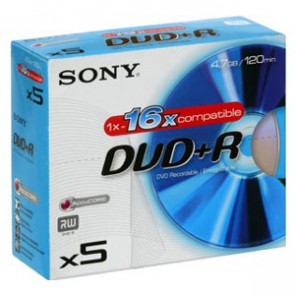 5DPW30 - Sony dvd+RW Media - 1.4GB - 80mm Mini - 5 Pack Jewel Case