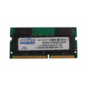 CT64M64S4W75 - Crucial Technology 512MB 133MHz PC133 non-ECC Unbuffered CL3 144-Pin SoDimm 3.3V Memory Module