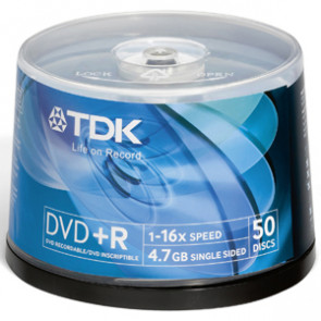 DVD+R47FCB50 - TDK 16x dvd+R Media - 4.7GB - 50 Pack Spindle