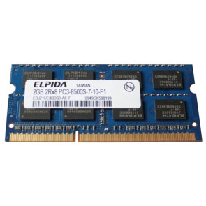 EBJ21UE8BDS0-AE-F-06 - Elpida 2GB DDR3-1066MHz PC3-8500 non-ECC Unbuffered CL7 204-Pin SoDimm 1.35V Low Voltage Dual Rank Memory Module
