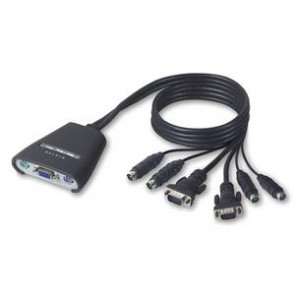 F1DK102PEA - Belkin OmniView 2-Port KVM Switch 2 x 1 2 x mini-DIN (PS/2) Keyboard 2 x mini-DIN (PS/2) Mouse 2 x HD-15 Video