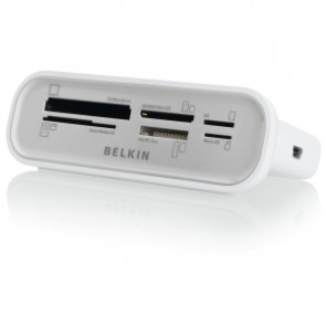 F4U003-WHT - Belkin USB 2.0 FlashCard Reader - CompactFlash Type I CompactFlash Type II Memory Stick Memory Stick Duo Memory Stick Micro (M2) Memory
