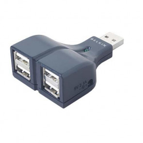 F5U218VMOB - Belkin 4-Port USB 2.0 Thumb Hub Use 2 Devices On 1 USB Port W/ Power Supply (Refurbished)